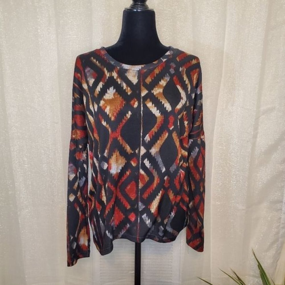 Daytrip Women's Blouse, Tan, Black Red, XL